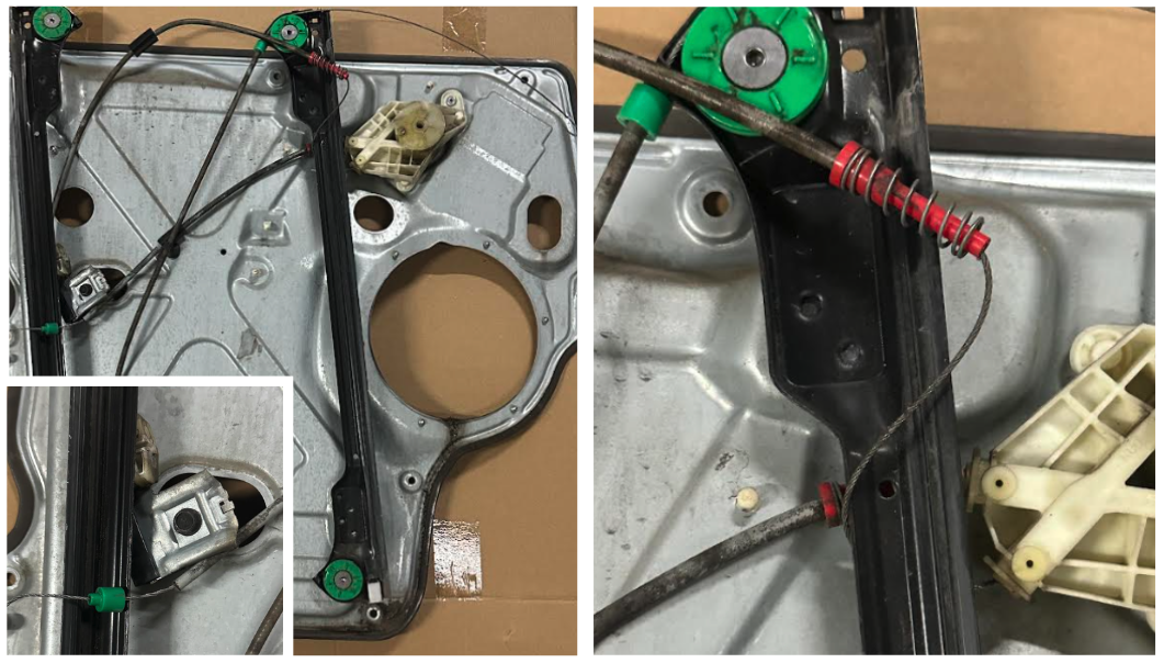 Volkswagen T5 Transporter window grinding, crunching, or clicking noises are a classic sign of window regulator cable failure.